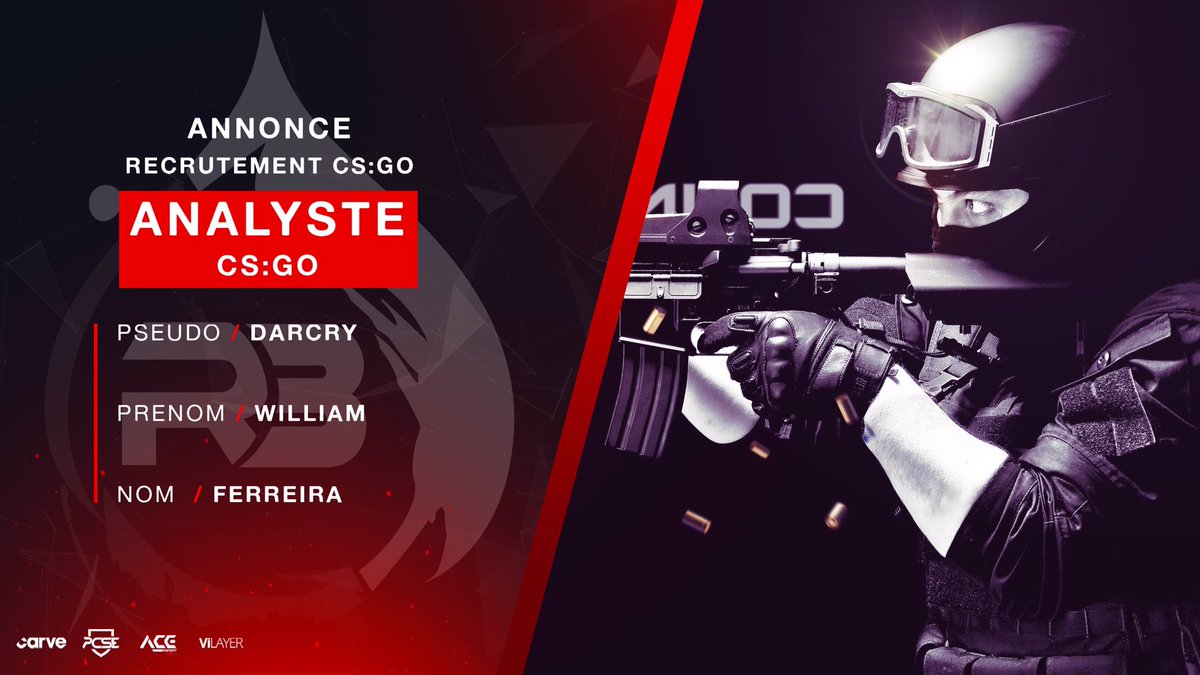 TeamRedBloodsFR's tweet photo. Nous vous annonçons l’arrivée dans nos rangs de Darcry en tant qu’analyste #CSGO 

#recrutement #analyste https://t.co/UqAZ57d3yv