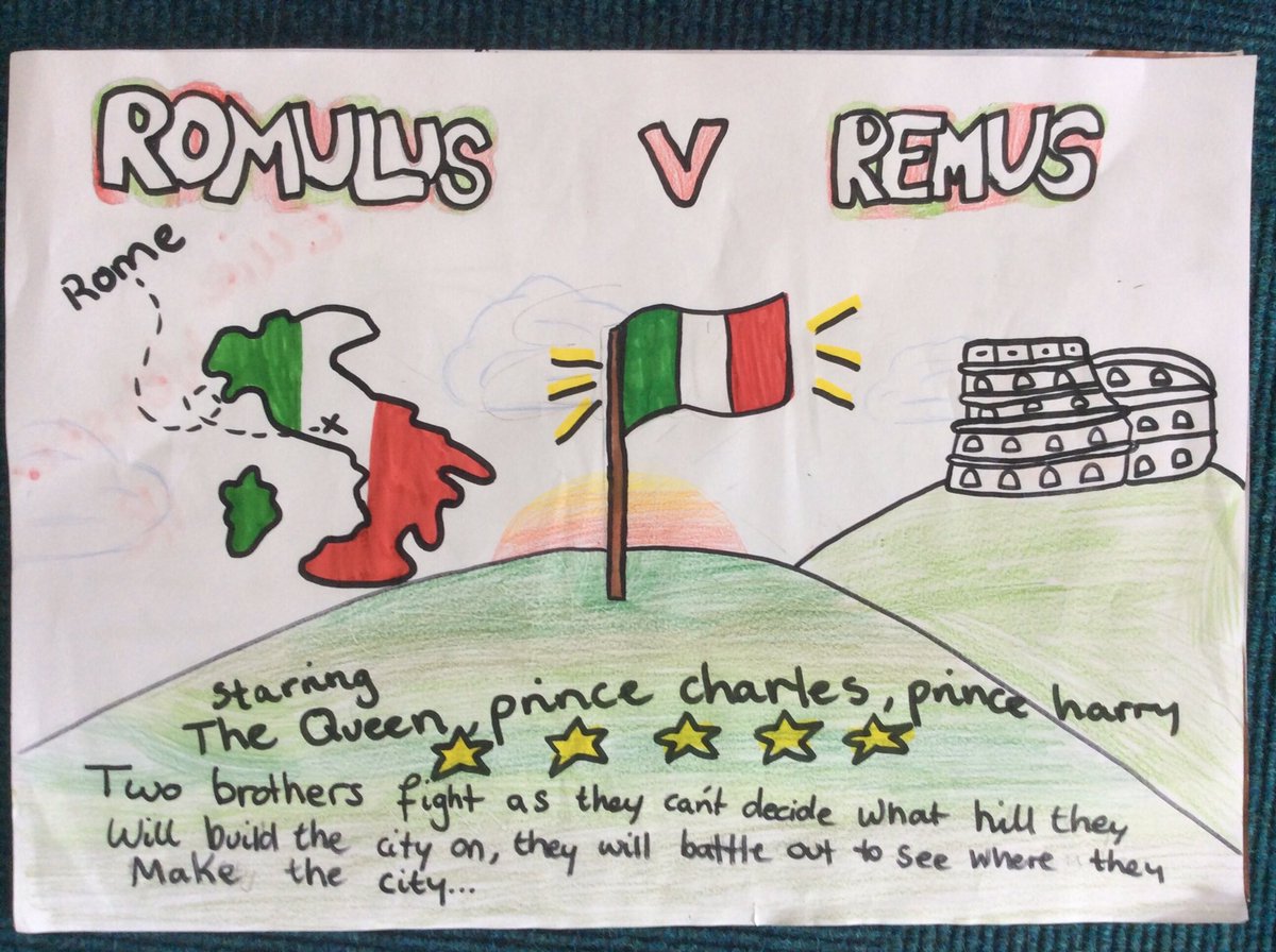 DyceHistory's tweet photo. Did you know there’s going to be a new film coming out in either 2019 or 2020 based on the story of Romulus and Remus? Neither did I but the posters look good. I see they’ve managed to rope in the Queen, Prince Charles and Harry. #S1 #theromans https://t.co/EVbLf2wO2o