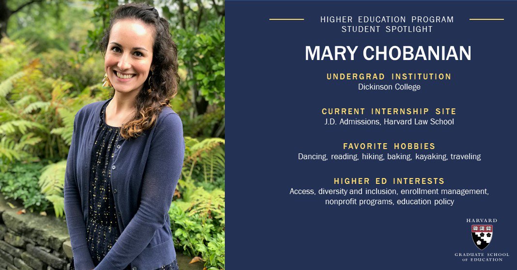 HGSE_HEP's tweet photo. Meet Mary, @mary_chobanian! This wonderful #HEP19 student is from Hanover, NH and hopes to one day manage a nonprofit organization supporting student access to college. @hgse https://t.co/ekogLxOHkK
