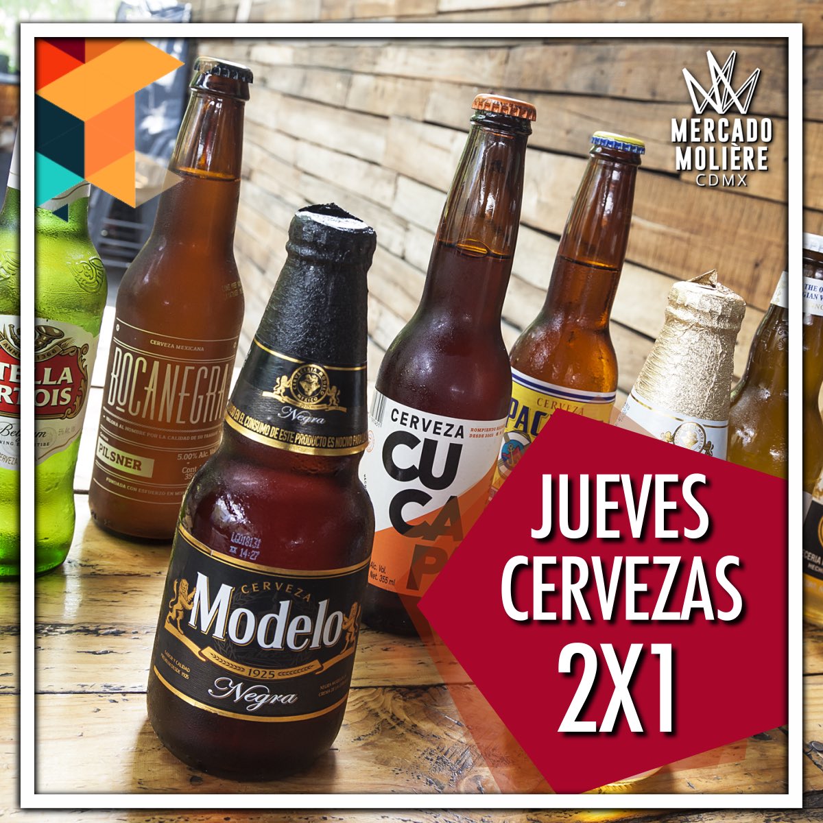 ¡A celebrar el fin de semana largo! Aprovecha nuestro 2x1 en todas las cervezas. #MercadoMolière #ThursdayThoughts #HappyEaster