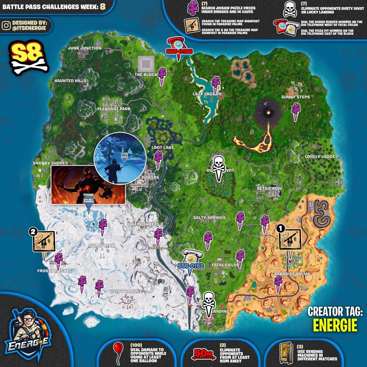 Sfide Settimana 8 Season Stagione 8 puzzle jigsaw Fortnite