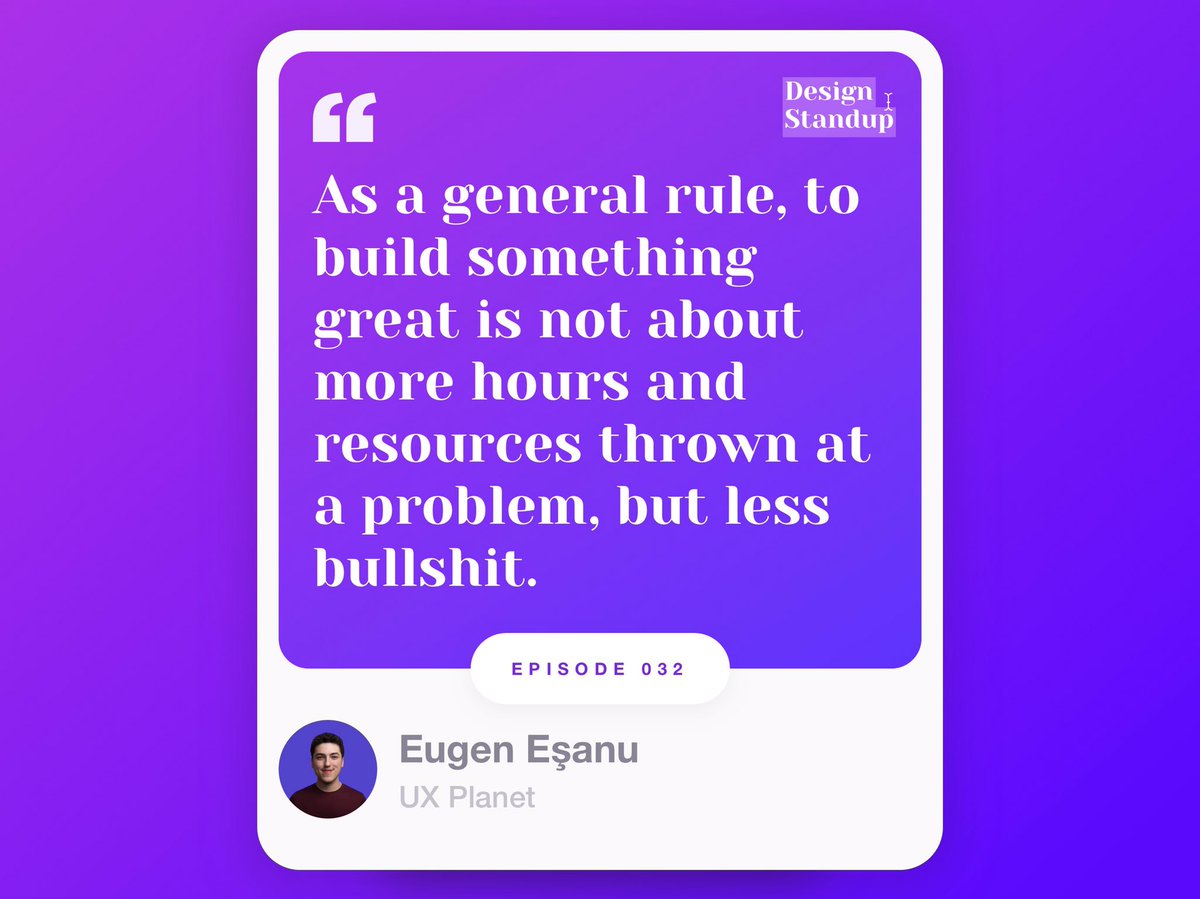 designstandup's tweet photo. In Episode 0️⃣3️⃣2️⃣, Eugen begins to describe his four principles for designing better products. 

🎧 👉 https://t.co/IC0e5Lx1Ck

#design #podcast #ux #ui #uxdesign #webdesign #designer #digitaldesign #tech #designstanduppodcast https://t.co/XUhHIbE8Js