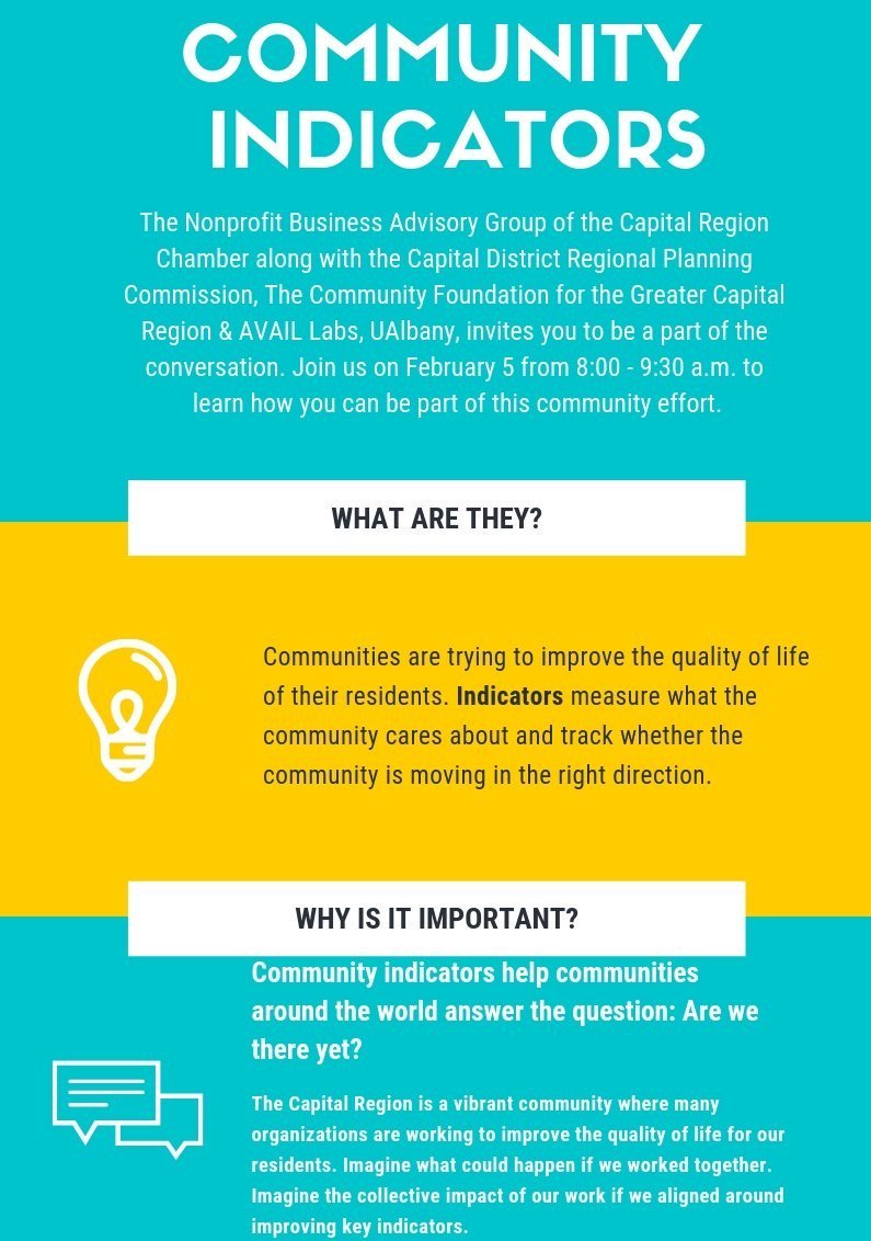 CommFound518's tweet photo. We’re thrilled to be working with the @capregchamber, @CDRPC, @UnitedWay_GCR, and AVAIL Labs at @ualbany on the creation of Community Indicators. Stay tuned for more updates! #communityindicators https://t.co/CMkdfwKvE9