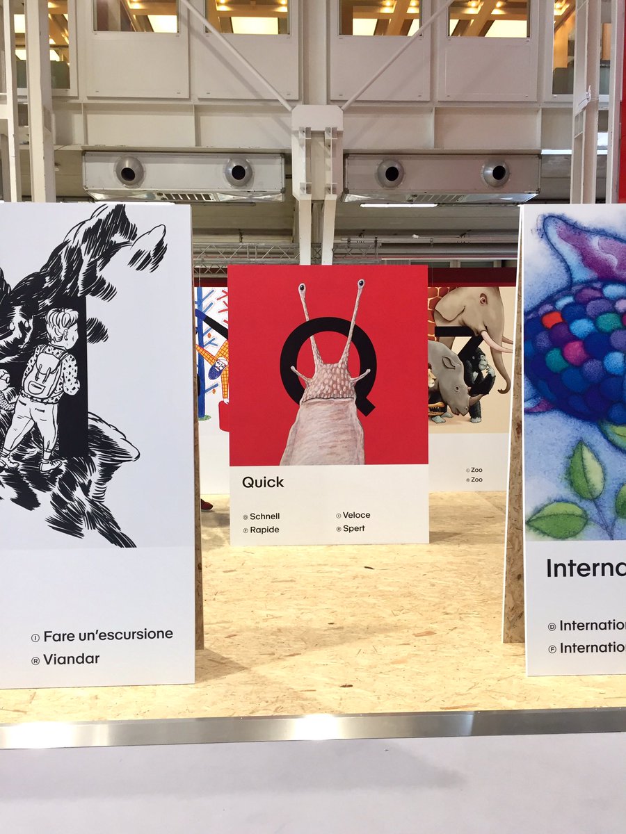 JackintheBook's tweet photo. Non abbiamo resistito e abbiamo fotografato tutte le 26 bellissime illustrazioni di altrettanti illustratori elvetici esposte al @BoChildrensBook nella mostra “Un ABC della Svizzera”. Questa esposizione ci ha davvero rapito il cuore! #bcbf2019 #bcbf19 #jackinthebook https://t.co/cxNqrD6Vg3