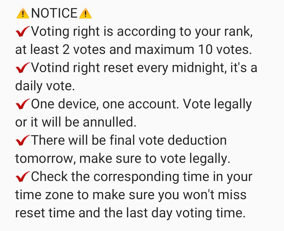 w201221335's tweet photo. #VoteForSJ #SuperJunior 
Link: https://t.co/TjNa1Gz76T
ATTENTION
EMERGENCY RIGHT NOW
New votes release at each 00:00 KOREAN TIME.
END at 4-19, 12:00 KOERAN TIME!!!
Check the corresponding time in your time zone to make sure you will not miss the LAST day voting. https://t.co/G716EyYP8B