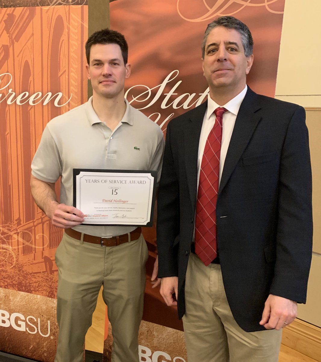 BGSURecWell's tweet photo. @BGSUStuAffairs celebrated the academic year today at their annual Spring Recognition Ceremony. #Move4YourMood took home the collaborative award, and Dave Hollinger was recognized for 15 years of service! #RecYeah #TwoPercent https://t.co/ehBZSo1XsU