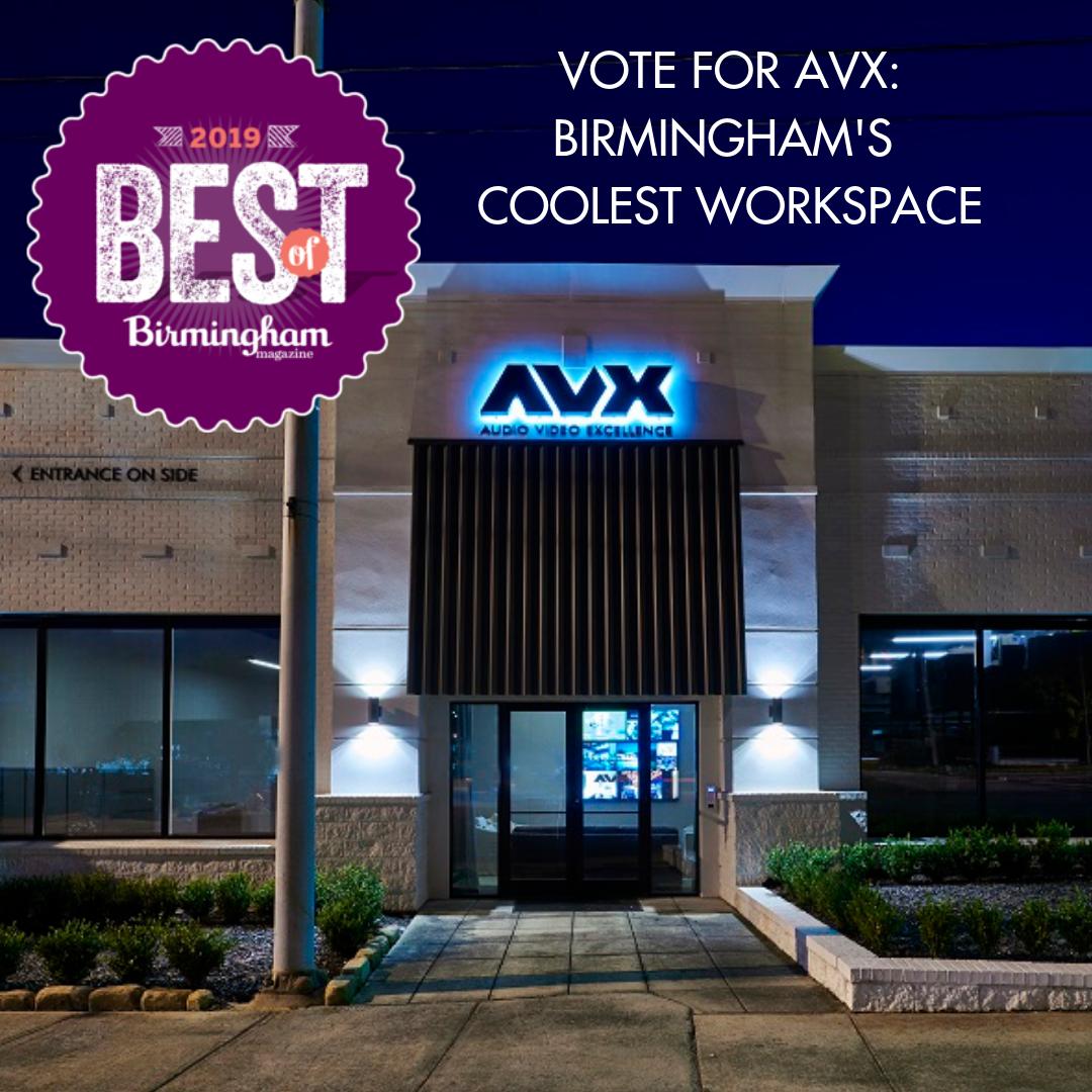 avxinc_'s tweet photo. Help us take home the title of @bhammag’s Coolest Workspace! #BOB2019

Click here to vote: https://t.co/t1OxV4BuDu &amp; write in AVX! https://t.co/eDKWVDKapP
