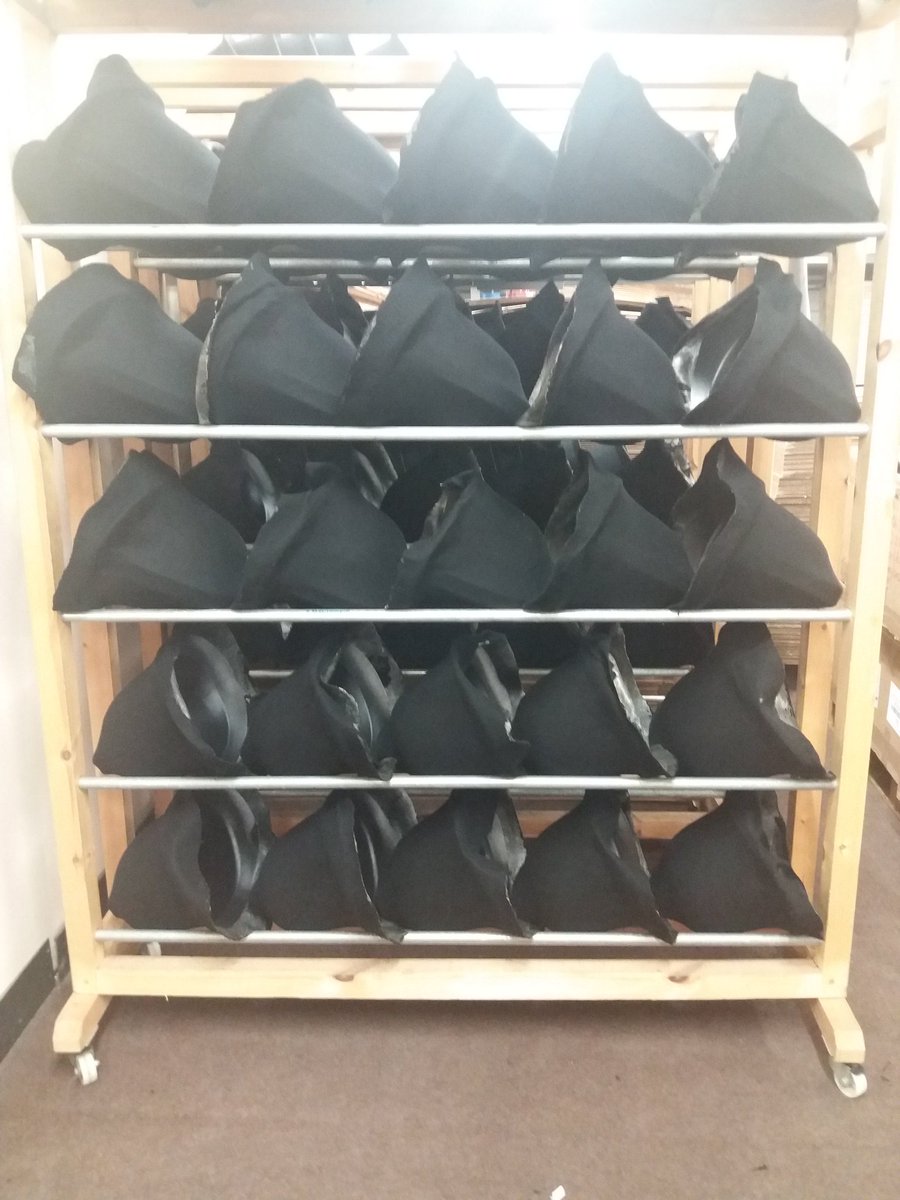 Christys make all of the police helmets for all of the UK police forces. They start off as plastic squares, &amp; this is what they look like after pressing. <a href="/ChristysHats/">Christys' Hats</a> #ChristysAdventure