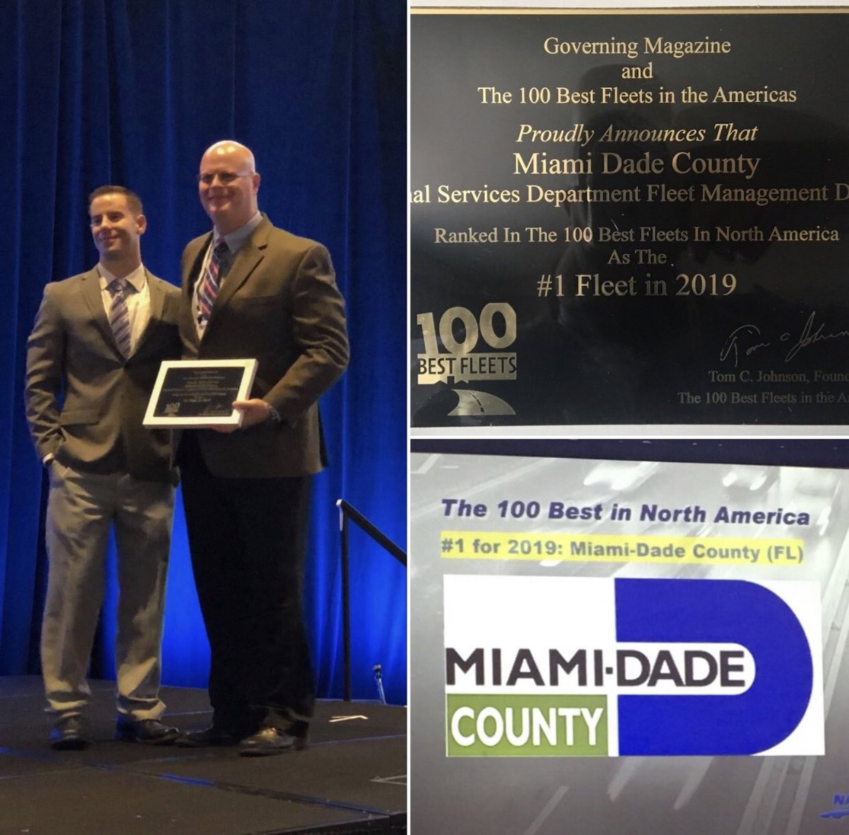 MiamiDadePIOD's tweet photo. Incredibly proud of our Fleet Division for being ranked #1 Fleet in 2019 by Governing Magazine and The 100 Best Fleets in the Americas! Congratulations to Division Director Alex Alfonso for his dedication and leadership! #miamidadeisd #ISDatyourservice #OurCounty #miamidadecounty https://t.co/nnHMWjfZc3