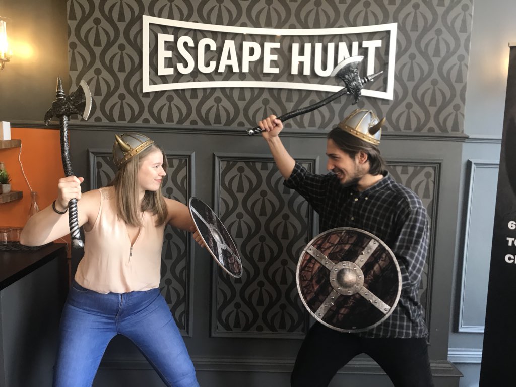 Rebecca_morgaan's tweet photo. Yeh we escaped the Viking room! #EscapehuntEdinburgh https://t.co/hsEIMTiQLR