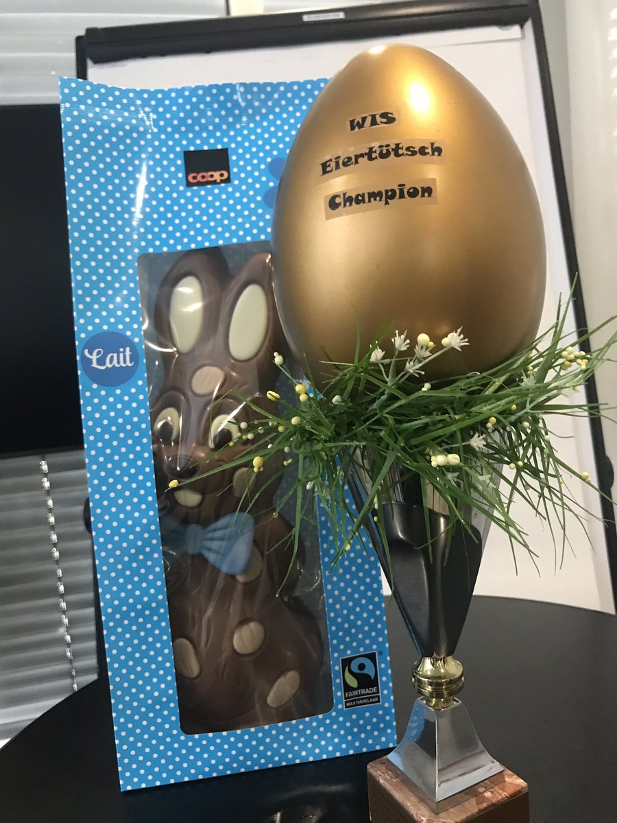 StoobUrs's tweet photo. @AXA_Schweiz Digital Products #Eiertütschevent 2019 - the winner is Stefania 🐰 https://t.co/ll8xoRsc08