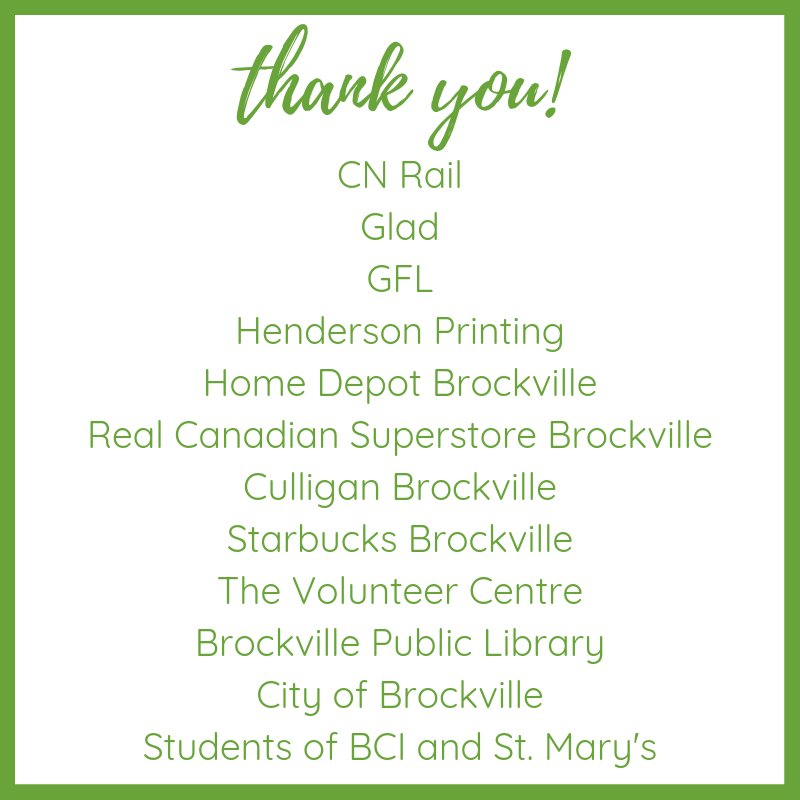 BrockvilleClean's tweet photo. A shout out and big THANK YOU to our sponsors and planning committee partners of this year’s event! The Brockville Community-Wide Clean-Up wouldn’t be possible without their amazing support. https://t.co/TJPTzZQ28D