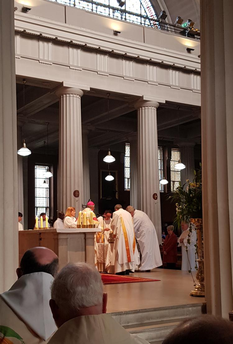 AB Martin blesses the oils to be used in the church for the celebration of the sacraments. Fragrance is mixed with the oils and blessed by the Archbishop therefore they beome holy oil 'The worshipping community is called to be a fragrance within society,' #ChrismMass