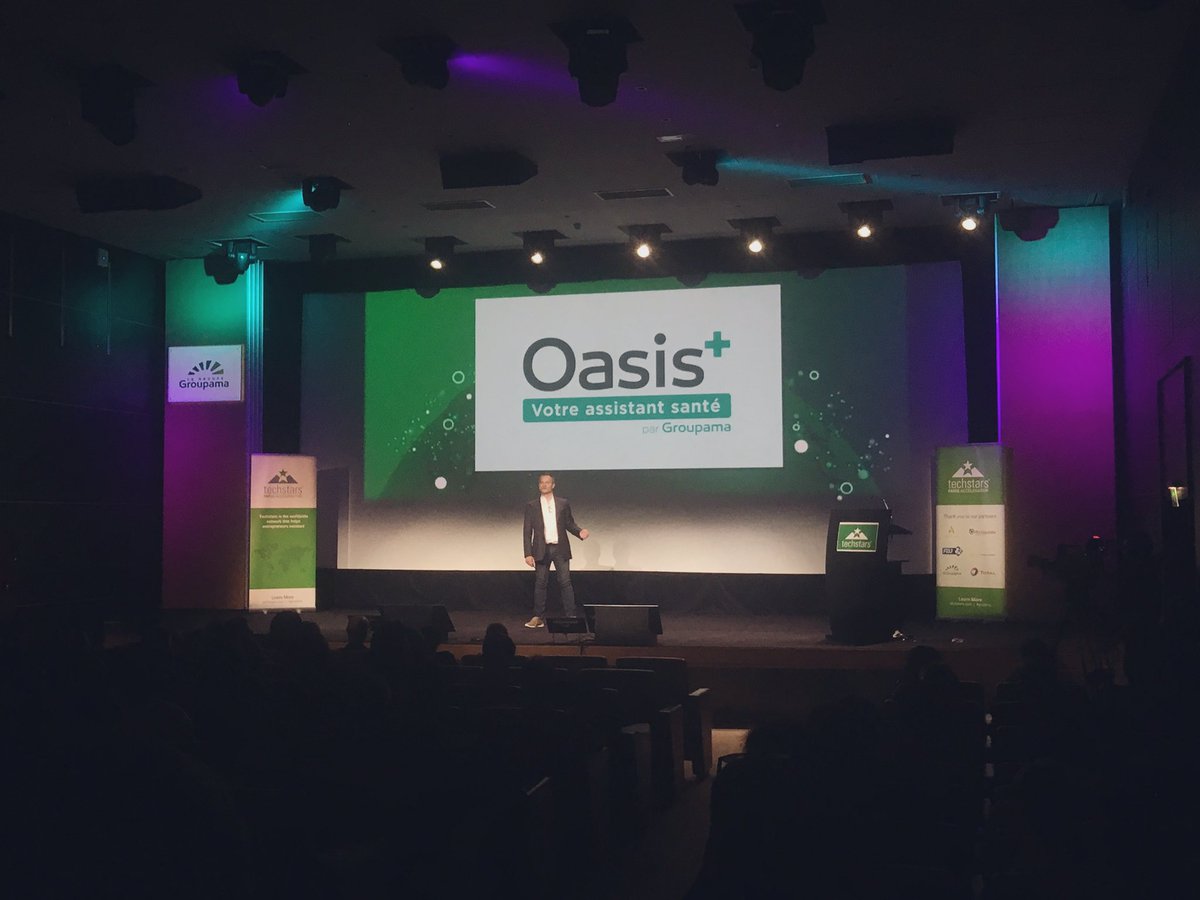 GroupeGroupama's tweet photo. C’est au tour de la première équipe @Groupama de pitcher son projet #OASIS au #DemoDay @TechstarsParis: un assistant santé pour palier aux déserts médicaux grâce à la téléconsultation 🙌🏼#TechstarsINTRA https://t.co/RAELFRQN7R