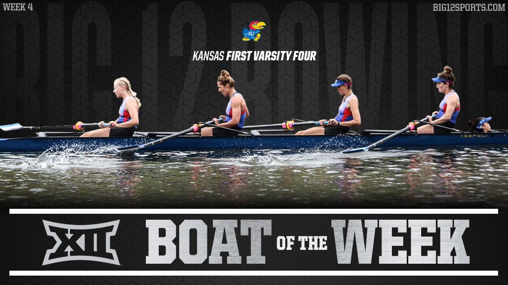Big12Conference's tweet photo. .@KU_Rowing's First Varsity Four earned the #Big12ROW weekly honors after helping claim the Jayhawks' third gold medal of the day at the George Mason Invite.

More details on their Week 4 performance » https://t.co/jI882y0YQH. https://t.co/DcSnYpFw88