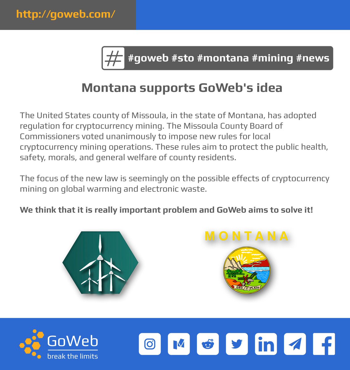 GoWebSTO's tweet image. 👍 Montana supports GoWeb's idea

goweb.com 

#goweb #sto #montana #mining #news