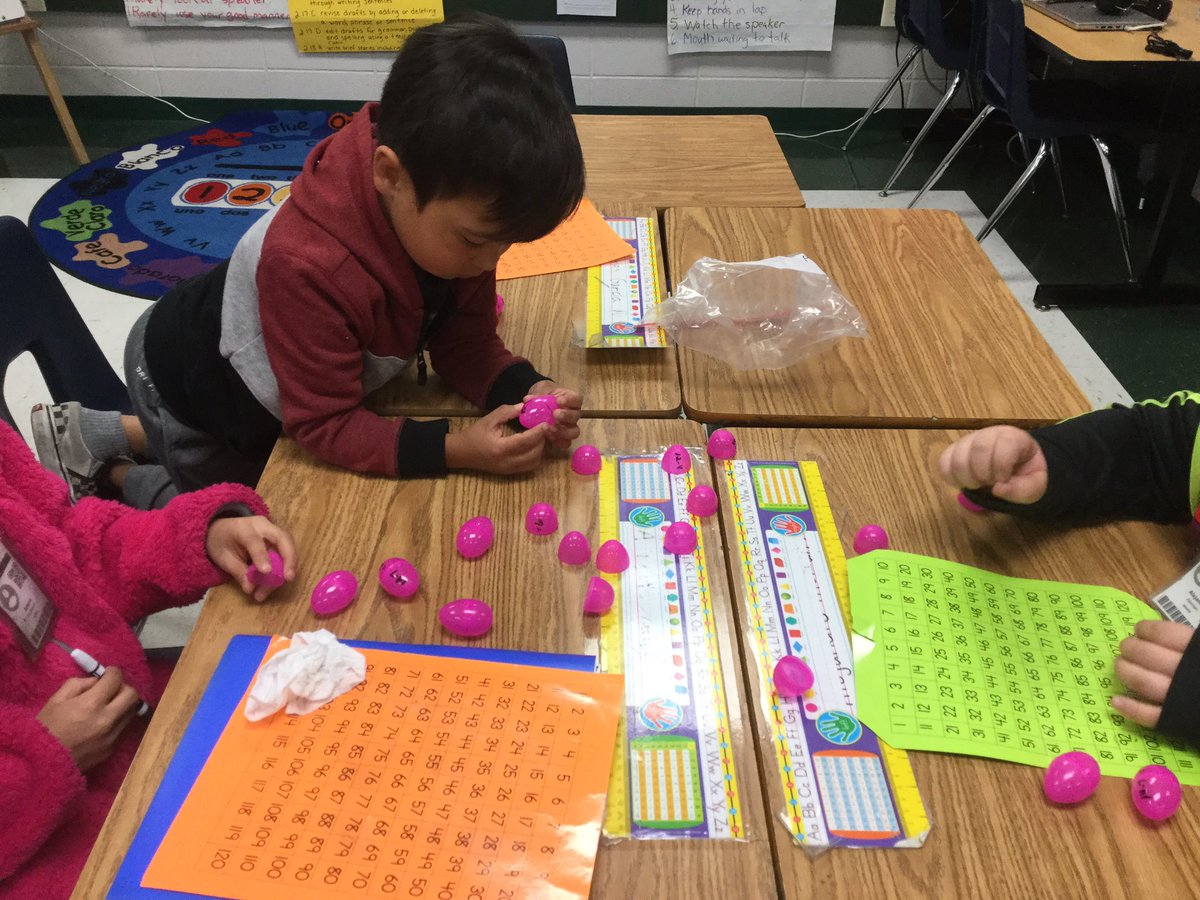 NISDHFletcher's tweet photo. “Eggcellent” subtraction fun in 2nd grade!! #myersgameon https://t.co/I3ggCbU9Sx