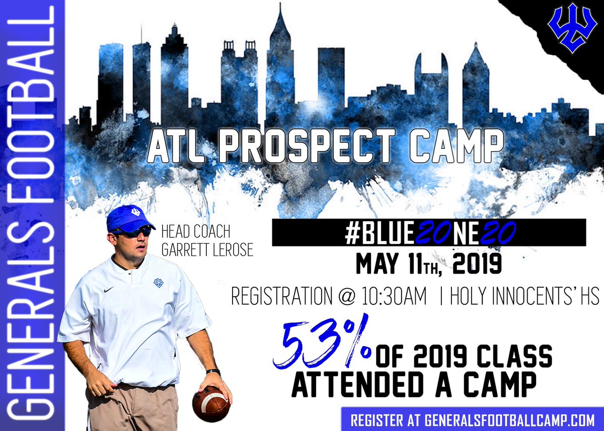CoachPerrotta's tweet photo. Just over 3 weeks away from the Annual @WashandLeeFB 5 Star ATL Prospect Camp! 53% of our 2019 signing class attended a camp last summer! Sign up at https://t.co/OxitBOMBTk #AllInGWD @RecruitGeorgia https://t.co/lY116FHjZJ