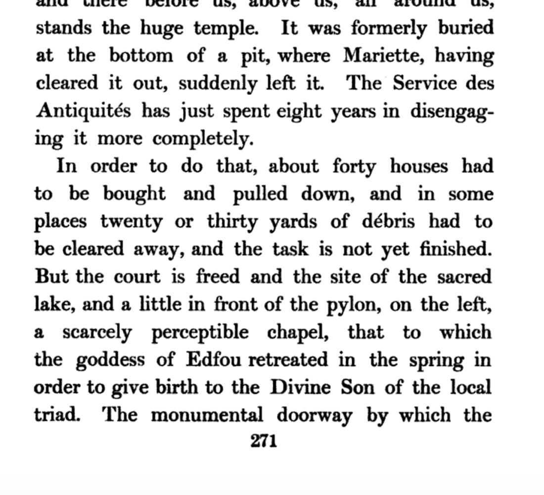 That& #39;s all Mariette says; but Gaston Maspero gives more details, talking about more recent Antiquities Service removals -- or from Mariette& #39;s day??(Maspero, Egypt: Ancient Sites and Modern Scenes, 1911 [written 1906])