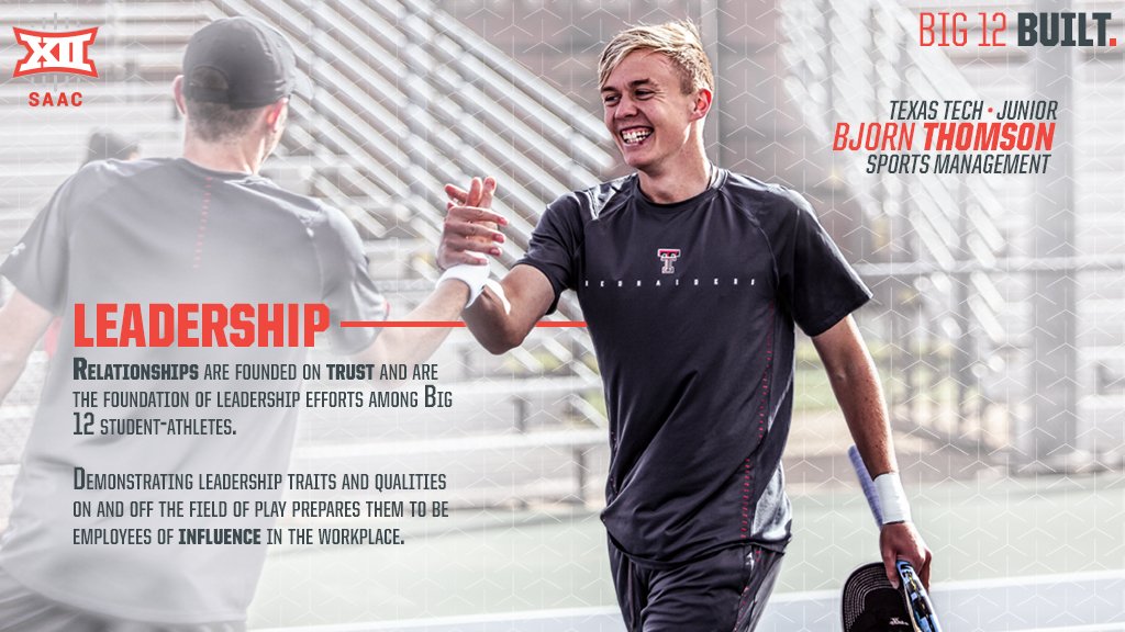 Big12Conference's tweet photo. #Leadership is #Big12Built both on and off the field.

Student-athletes hone this skill throughout their collegiate careers by building trusting relationships and developing the #leadership qualities that will aid them in a future workplace. https://t.co/MUKgfrYYo1