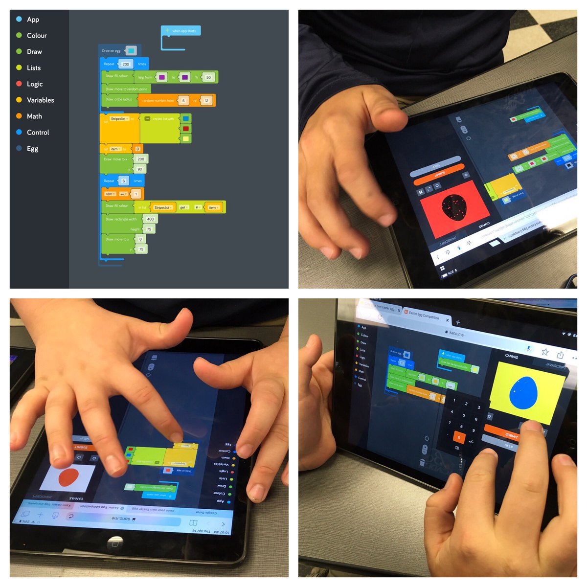 BokSTEM's tweet photo. Creating egg-cellent creations with #code. #KanoEasterEggCompetition #KanoComputing #CodingCompetition 🥚 https://t.co/BIWDn9SsAC