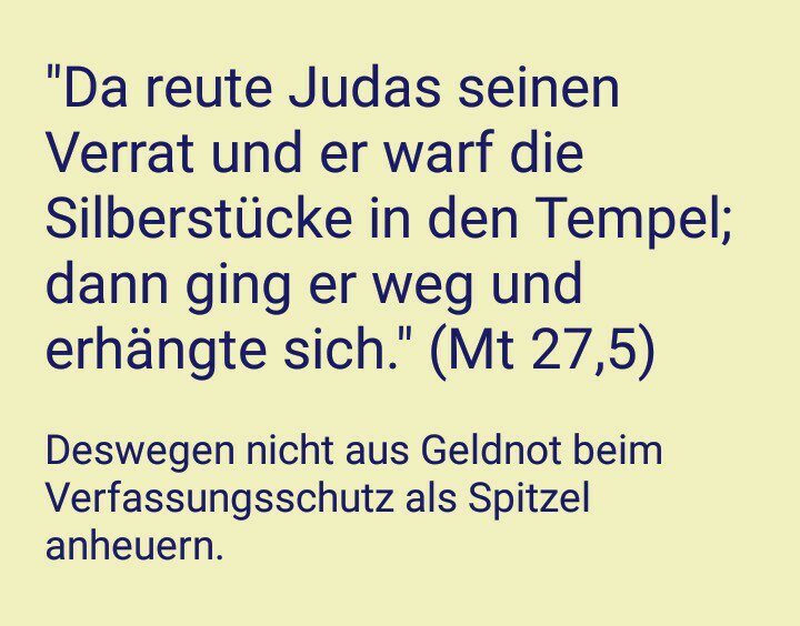 2/2: Was die #Passionsgeschichte an #Karfreitag praktisches über #linkePraxis und #Antirepression zu sagen hat.☝️
#Verfassungsschutz #nsukomplex #VSauflösen #vs