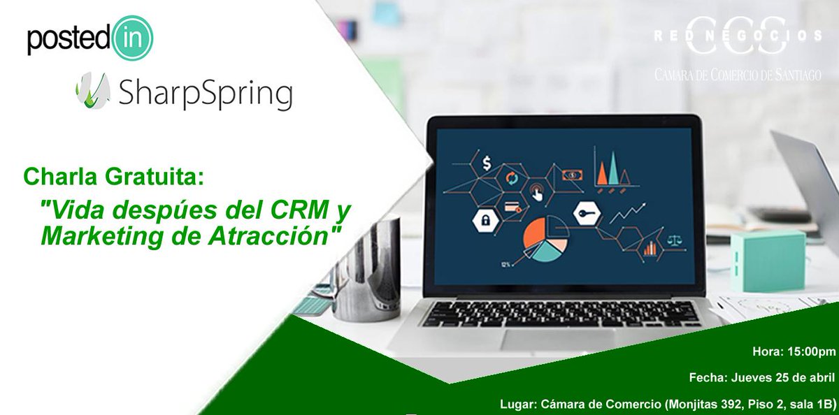 Te esperamos el 25 de abril en nuestra Charla "Vida después del CRM y  Marketing de Atracción"  que realizaremos en conjunto con <a href="/postedin/">Postedin</a> . 
Inscríbete gratis y  aprende las últimas tendencias para llegar a tu público objetivo con tan solo un clic. 
 ➡️ bit.ly/2Pkaqdi