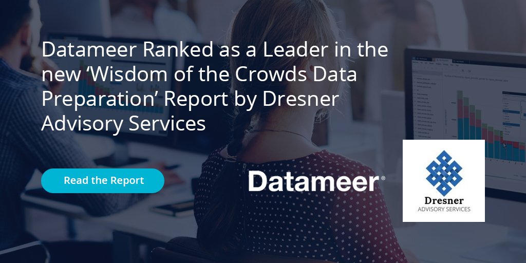 datameer's tweet photo. We're excited to announce Dresner has ranked Datameer as a leader in the annual Dresner Advisory Services Wisdom of the Crowds Data Preparation report. Read the report: https://t.co/u6qZYm8BTo  #bigdata #businessintelligence #dataprep #datameer https://t.co/VniOKggVMa