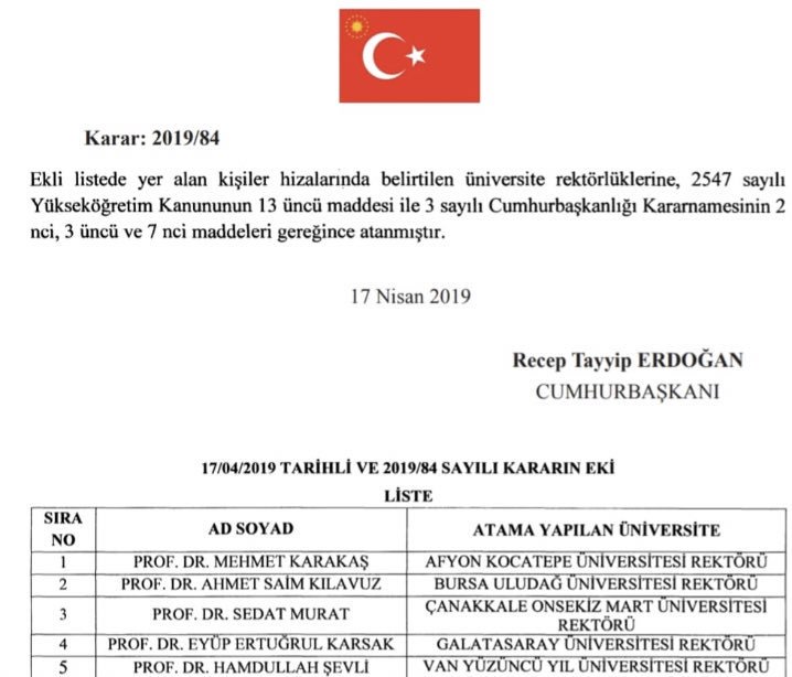 Cumhurbaşkanımız Sn <a href="/RTErdogan/">Recep Tayyip Erdoğan</a> tensipleriyle Ak Parti Genel Merkez Sosyal Politikalar Bşk Yrd Sn Prof.Dr.<a href="/hsevli/">Hamdullah Şevli</a> Van Yüzüncü Yıl Üniversitesi Rektörü olarak atanmıştır.Hocamıza yeni görevinde başarılar diliyoruz
<a href="/kayhantoglu/">Kayhan Türkmenoğlu</a> <a href="/vesim_yavic/">Vesim YAVİÇ</a> <a href="/suzandoruk65/">Suzan Türkoğlu 🟢 🇹🇷</a> <a href="/IpekyoluSkm/">IPEKYOLU SKM BAŞKANLIĞI</a>