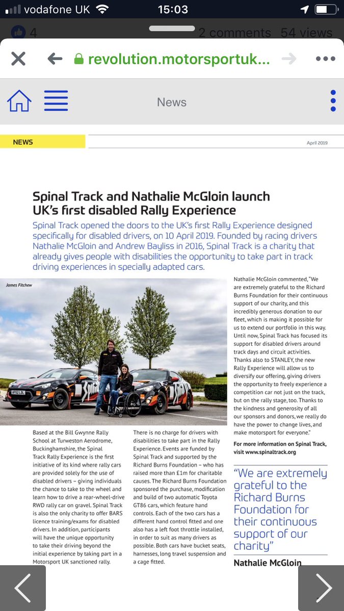 baylissrally's tweet image. Great to see @spinal_track getting good coverage in the @ourmotorsportuk magazine. So proud of what our charity does and how it can change lives and attitudes. #AnythingIsPossible #spinaltrack