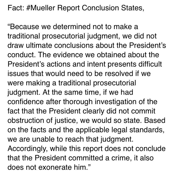 AzureMedia's tweet photo. #AGWilliamBarr should not be #contextualizing or drawing #conclusions about the #MuellersReport or stating that @realDonaldTrump did not “obstruct justice.”The facts and the report’s actual words need to stand on their own, unspun: https://t.co/OyHxS6WTsk