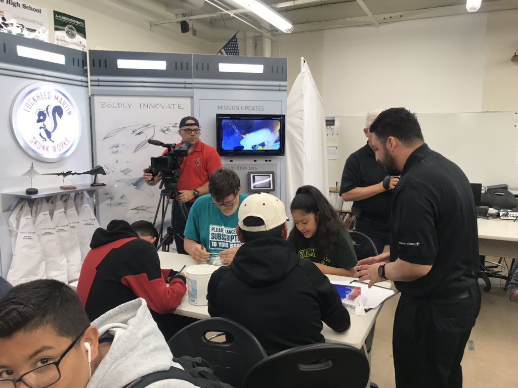 AV_CTEacademies's tweet photo. The Engineering classroom and Ss were full of energy during the @LockheedMartin classroom “takeover “ @phs_falcons #GenerationBeyond @avuhsdistrict https://t.co/JAc4fWtDzE