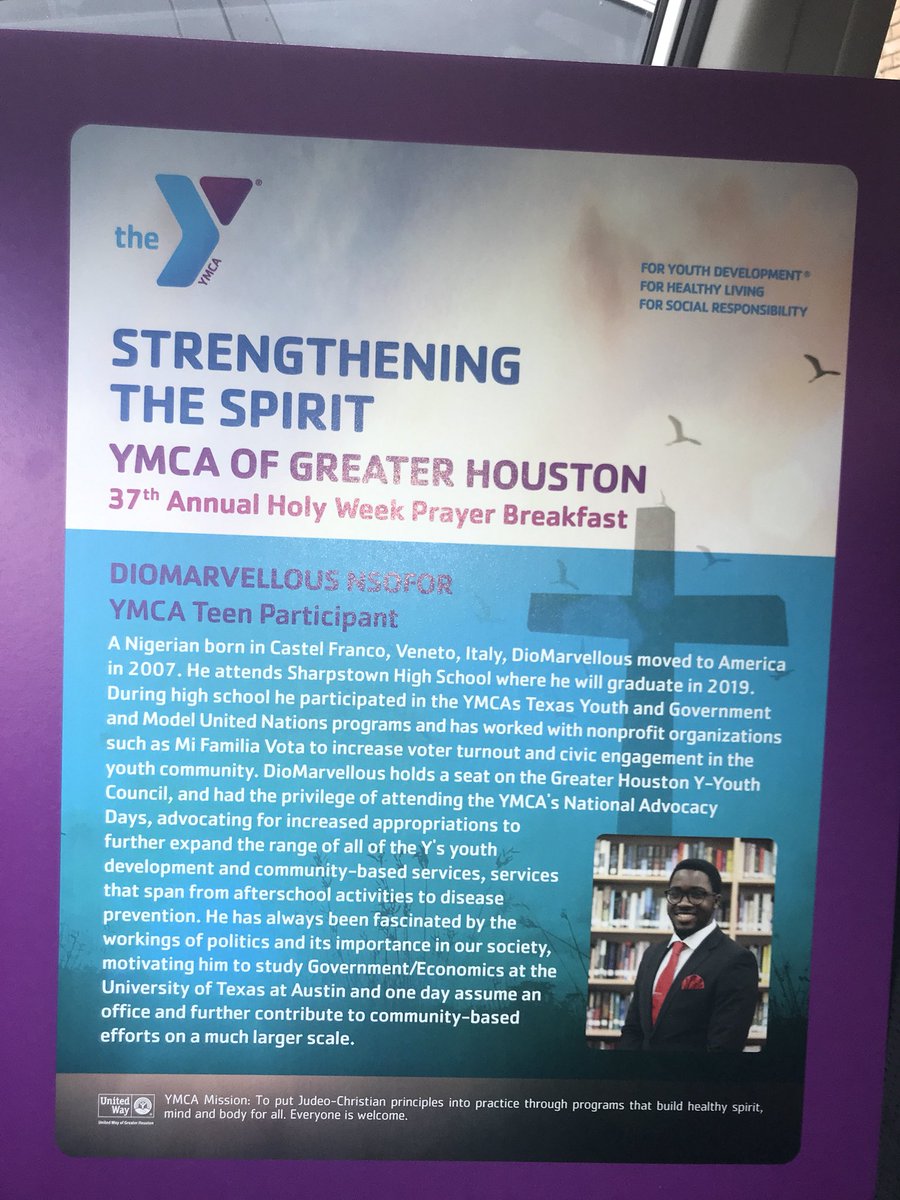 TaminaHTX's tweet photo. I had an awesome morning hearing the journey of @iamsharpstown senior, Diomarvellous Nsofor, share about his Y Journey! He is a proud @texasyg alum and an amazing student on his way to study economics at @UTAustin 

Job well done! Wishing you all the best 🎉

#YTeenLIFE #YMCA https://t.co/F9Orv7C2E8