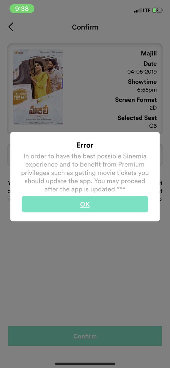 hanuman401's tweet photo. Again again and again
1)When I select a movie it just spins
2)Asked me to update my app when i was on latest version 
3)Got error “You can use your sinemia app only on 1 device”
4)An unexpected error occurred at cinema’s ticketing service
5)Now back to movie spin 

NONE working!! https://t.co/KIB2RFvnaf