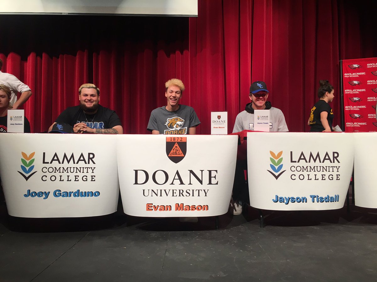 raptorathletics's tweet photo. Eaglecrest Spring Signing Day:

Baseball:

Jayden Dooley - McPherson College
Joey Garduno - Lamar CC
Evan Mason - Doane University
Jayson Tisdall - Lamar CC

@CHSAA @aurorasports @CCSDATHACT1 https://t.co/CYDzirC7Cc