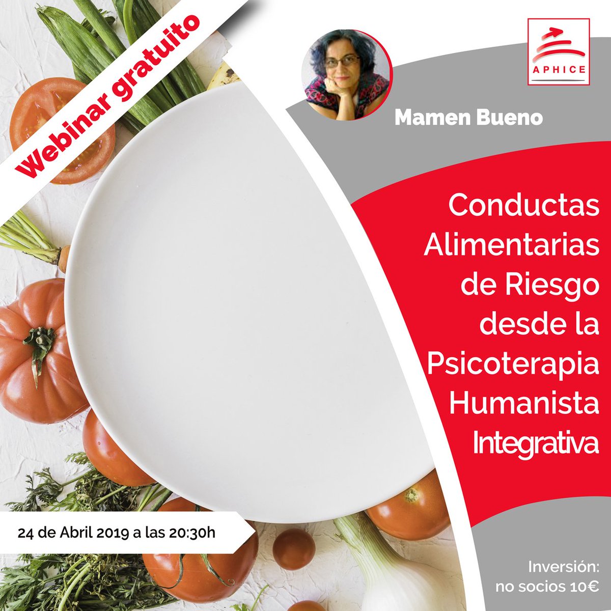 AphiceAsoc's tweet photo. *Webinar Gratuito*
¡¡¡Vuelven los webinars!!!
El primero del año impartido por Mamen Bueno, socia de #APHICE, será sobre Conductas Alimentarias de Riesgo desde la Psicoterapia Humanista integrativa. ¡Inscríbete ya!
https://t.co/TlIHT6c8Cf https://t.co/3HlZ6CxZjt