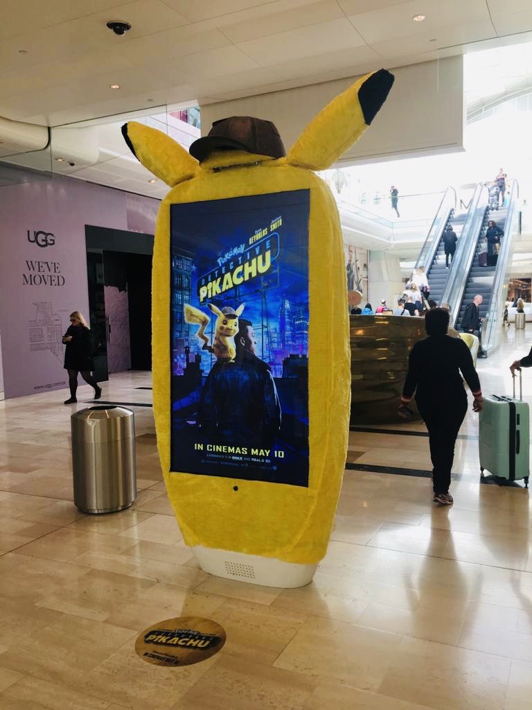 trueformdigital's tweet photo. Catch #Pikachu taking over our #Westfield London #DigitalPods in preparation for the movie release #DetectivePikachu #DOOH @DetPikachuMovie https://t.co/r1OtGZgaAK