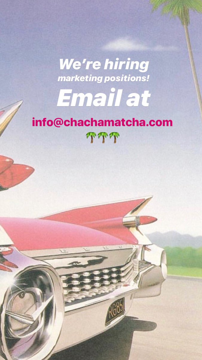 Cha Cha Matcha's hiring! Marketing positions based in NYC! Shoot us an email at info@chachamatcha.com 💖💖💖