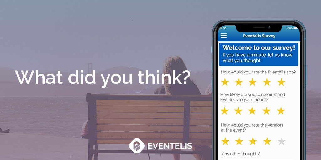 eventelis_'s tweet photo. Get quality #feedback from your attendees with an in-app survey.

#Eventelis #SustainableEvents #SmartEvents

#mobileapp #event #eventapp #events #eventplanner #eventplanners #eventplanning #corporateeventplanner #eventdesign #eventdesigner #mobile #eventapps https://t.co/XUDj9PWtOO