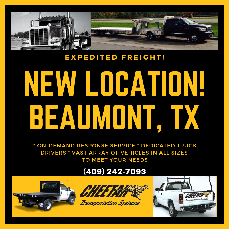 CheetahTrans's tweet photo. Cheetah Transportation Systems is on the move as we continue to grow! We are proud to announce our new location is up and running in the Beaumont, TX area. We offer direct delivery to fit all your shipping needs.
#Cheetahtransportation
Call us today! (409) 242-7093 https://t.co/Bnxqbru9v3