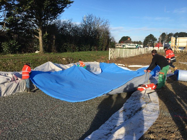 TencateGeoclean's tweet photo. #CaseStudy #Nantes #France Sustainable Drainage System with crates for a car park in Thouaré sur Loire near Nantes. Oil-biodegrading #TenCateGeoClean® Origin #aquatextile cleans the collected runoff water from the #hydrocarbons. https://t.co/7FANQAsjLg