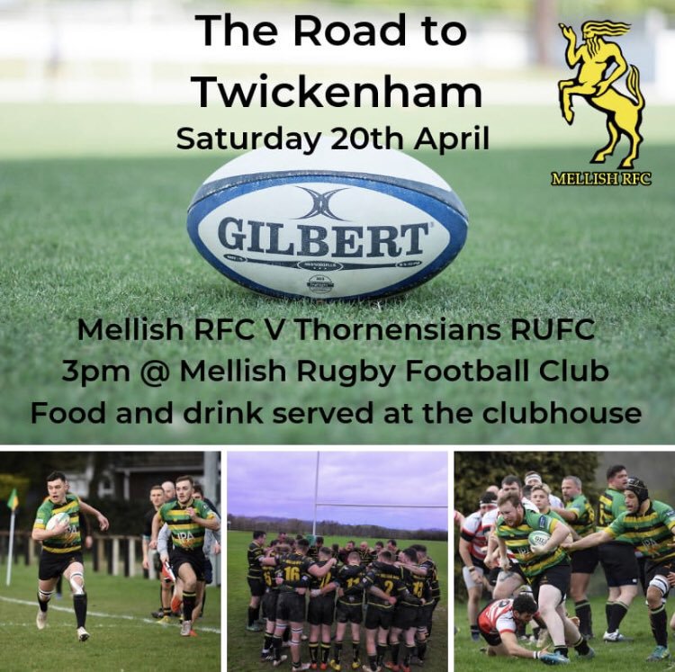 This Saturday sees the 1st team take on <a href="/ThorneRUFC/">Thornensians RUFC</a> in the National Semi final of the RFU Junior Vase. Both teams are 1 step away from Twickenham. It would be great to get a full house to support 2 clubs aiming to play at Twickenham 
#localrugby #communityrugby #mellishfamily