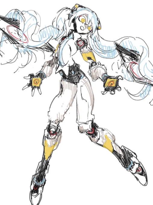 むかーし考えた関節がメカメカしいミクさん 当時の気持ちをトレースしながら描くの楽しいなあ～ 