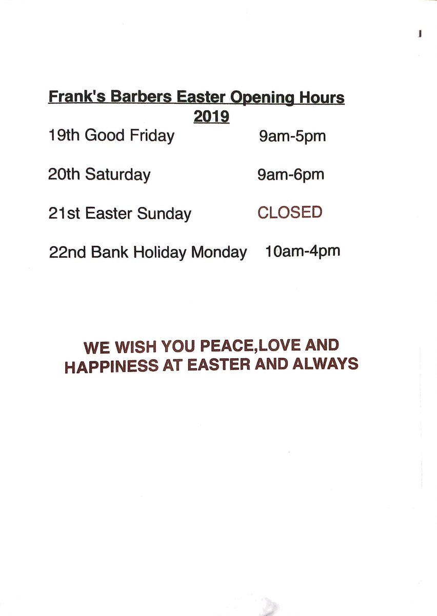 Happy Easter from every one at #franksbarberssevenoaks