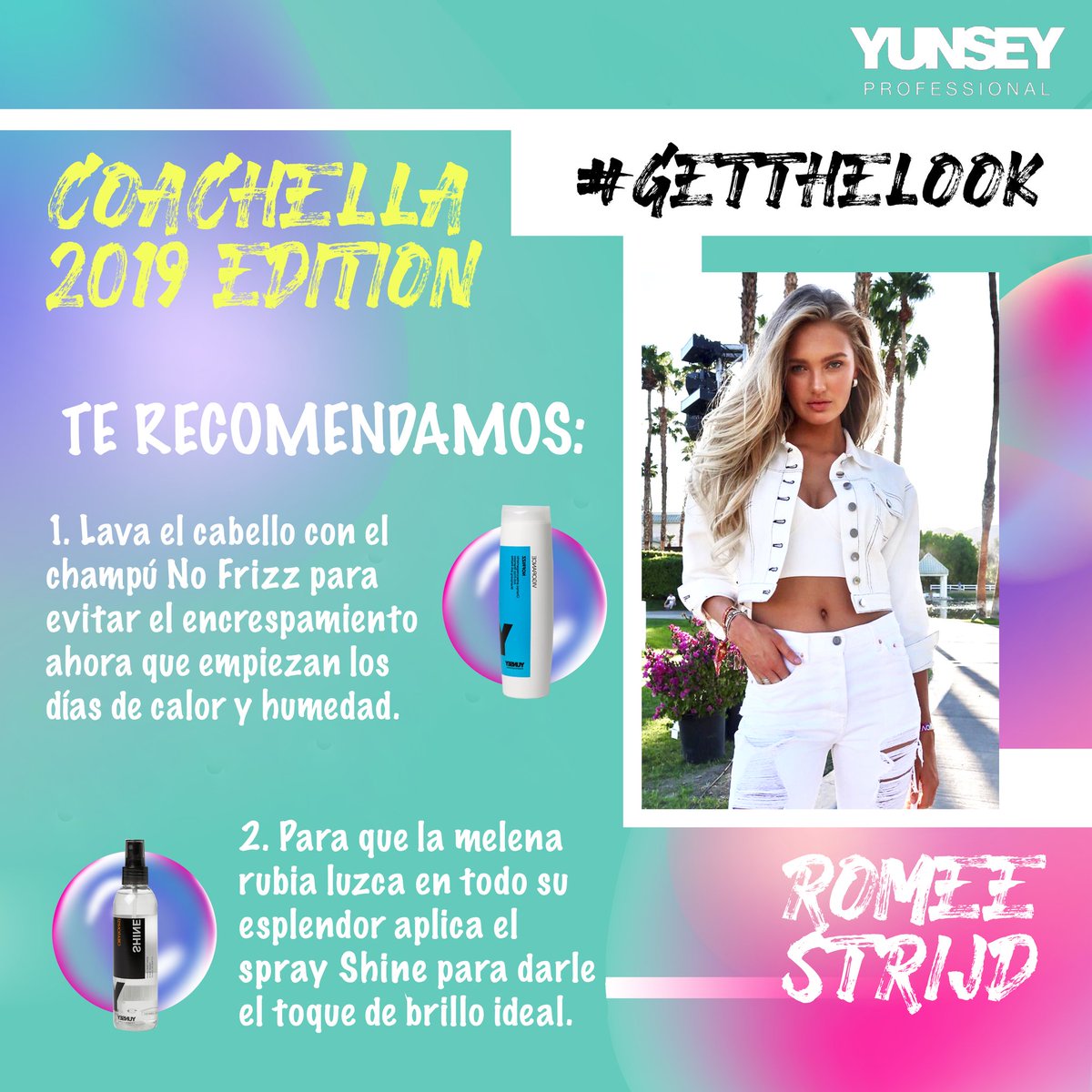 yunseyprof's tweet photo. Directo desde el Coachella 🙌🏻, nos llega el look de Romee Strijd 😍 que te contamos en nuestro renovado #GetTheLook 😉, muy chulo su peinado, ¿qué os parece? 👍🏻
.
#romeestrijd #yunsey #brillo #nofrizz #shine #hairstyle #cool #casual #peluqueria #blondehair #pelorubio #coachella https://t.co/D9n2zY2qBP