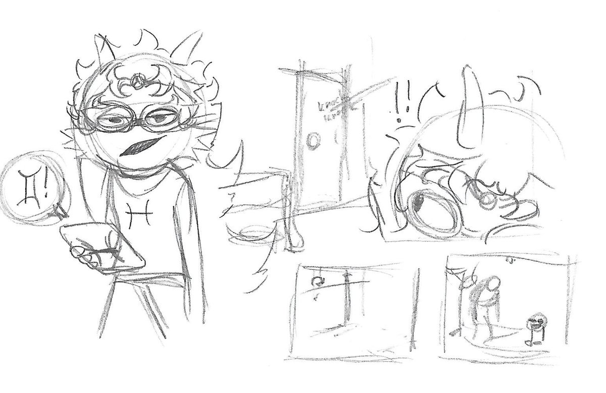 reasonpeason's tweet photo. More #Gamebound work sketches. Meenah doesn't even know why she talks to Mituna when everything is raging with gratuitous use of slurs and sex innuendo between begging her not to kick off the coming apocalypse. Cause that's how you get someone not to do something. :y #Homestuck https://t.co/rV4V3tkAAs
