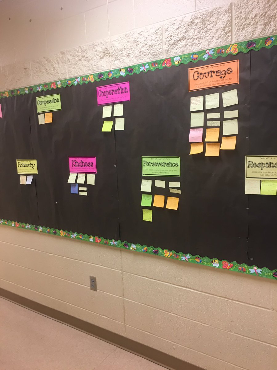 MrsHallock's tweet photo. CFA work in action on this Interactive Fourth Grade bulletin board! Book Clubs and Themes https://t.co/IpvM14BfRE