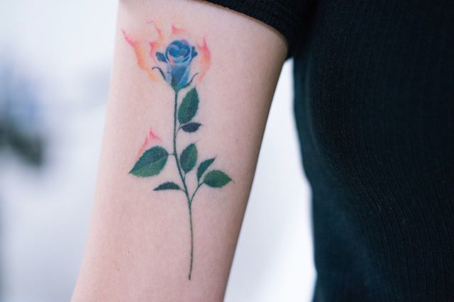 Burning Rose  Fire tattoo Rose tattoos for men Rose tattoos for women