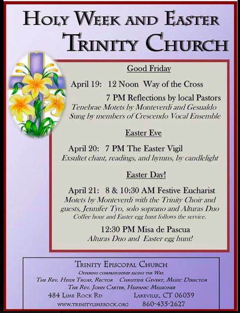 AlturasDuo's tweet photo. #AlturasDuo joins soprano #JenniferTyoOberto and members of @TrinityLimeRock Church Choir for Easter Sunday service and celebration in Lakeville CT. Únase a nosotros este Domingo de Pascua @TrinityLimeRock https://t.co/xdJM4OJlxO