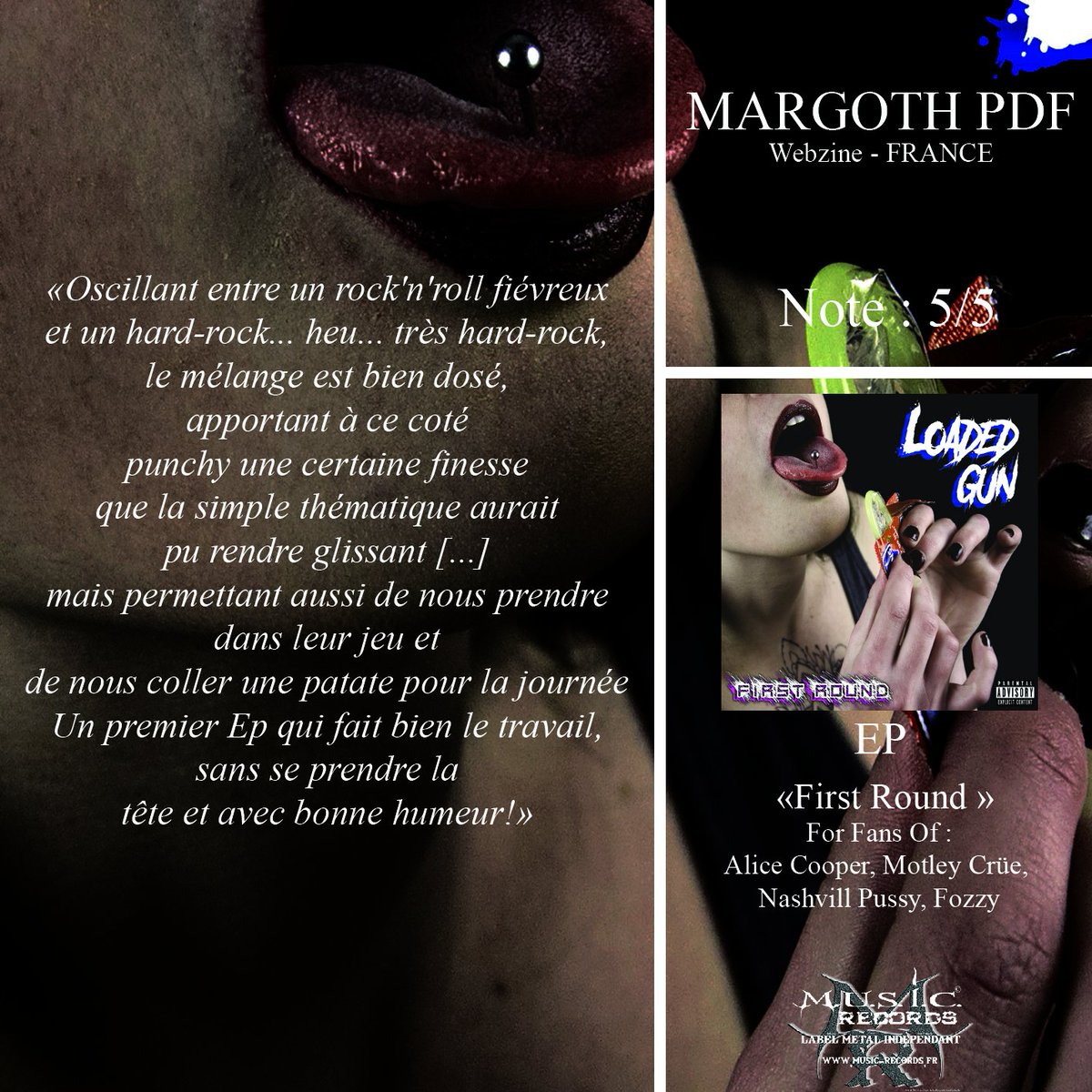 MusicRecordsFR1's tweet photo. Margoth PDF a chroniqué "First Round", de Loaded GUN

Lien : https://t.co/vVK8TuSZK9

https://t.co/ZRp5mmllVk &amp; https://t.co/kDu7Lvqa7u

#review #chronique #loadedgun #firstround #musicrecordsfrance #promotion #margothpdf #trackdownmusic #nashvillepussy #alicecooper #motleycrue https://t.co/vYHhVoyYtw